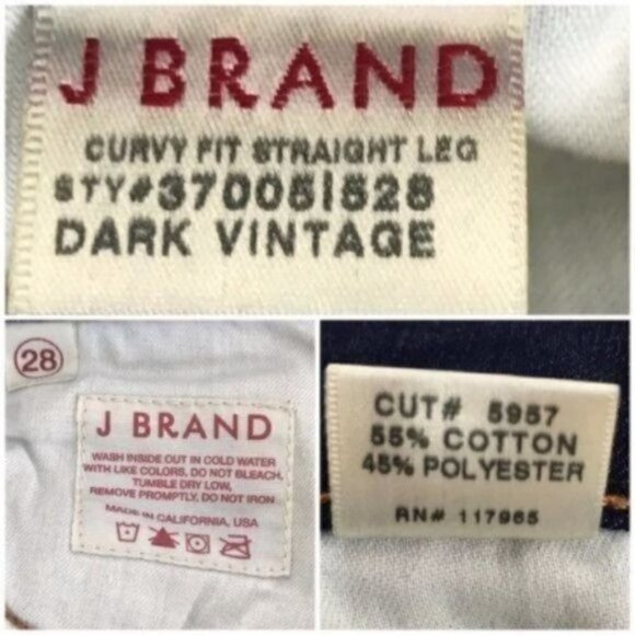J Brand Curvy Fit Stright Leg Dark Wash Jeans size 28 Style # 370051528 - Picture 8 of 8